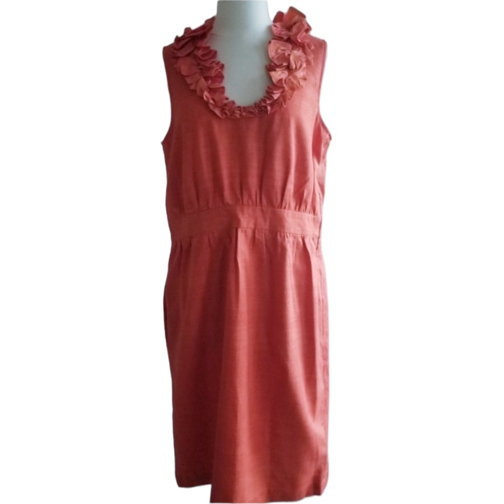 1980s‎ Unlabeled Burnt Orange Linen Dress